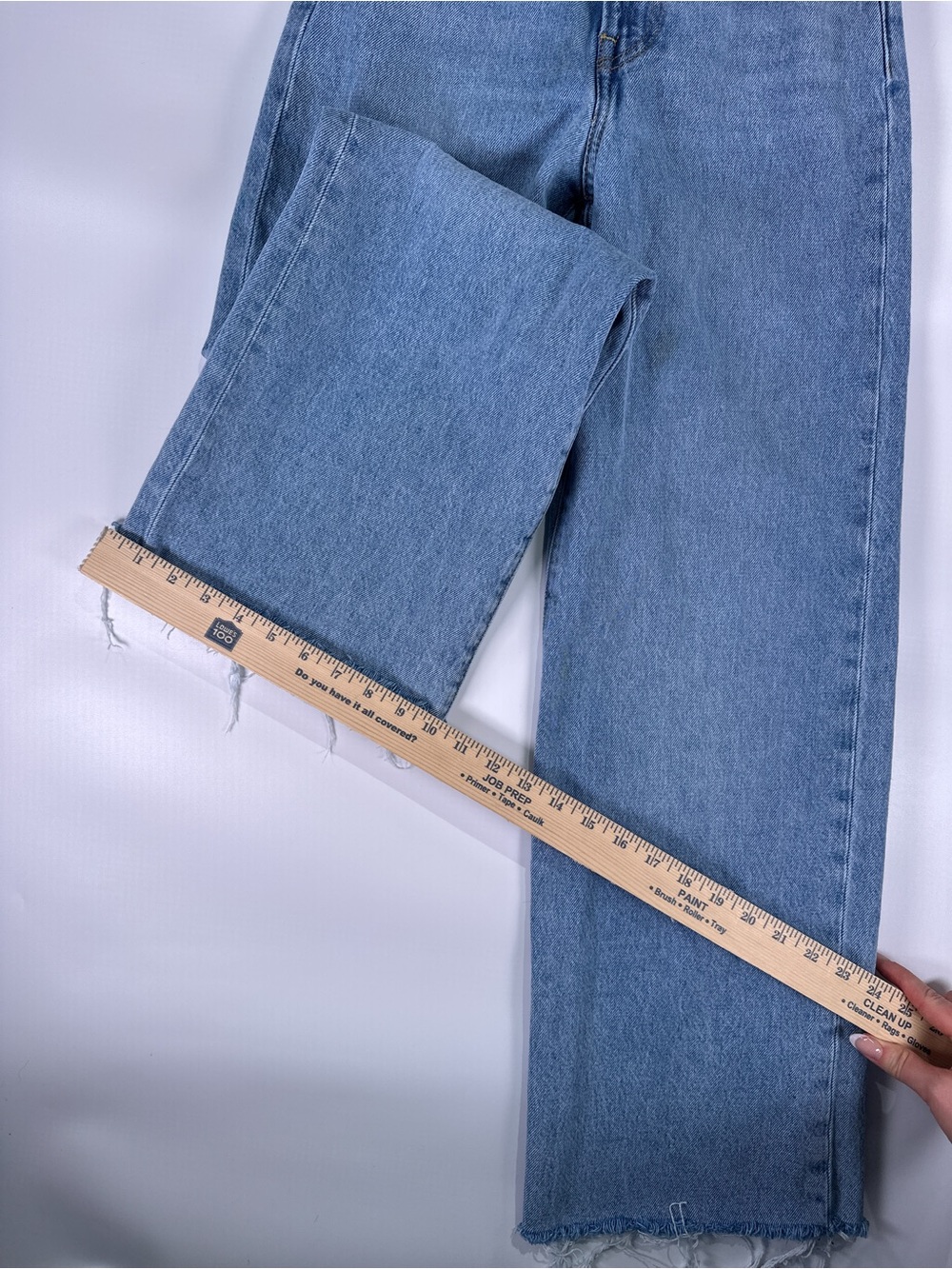 Levi's Premium Ribcage Wide Leg Jeans Raw Hem 100% Cotton Blue Size 25 - Picture 15 of 15